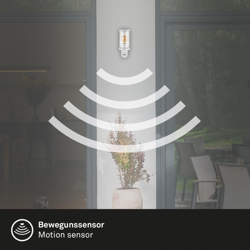 Briloner 3628-016 - Outdoor-Wandleuchte mit Sensor KAIRO 1xE27/12W/230V IP44 weiß