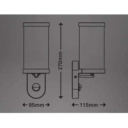 Briloner 3628-016 - Outdoor-Wandleuchte mit Sensor KAIRO 1xE27/12W/230V IP44 weiß
