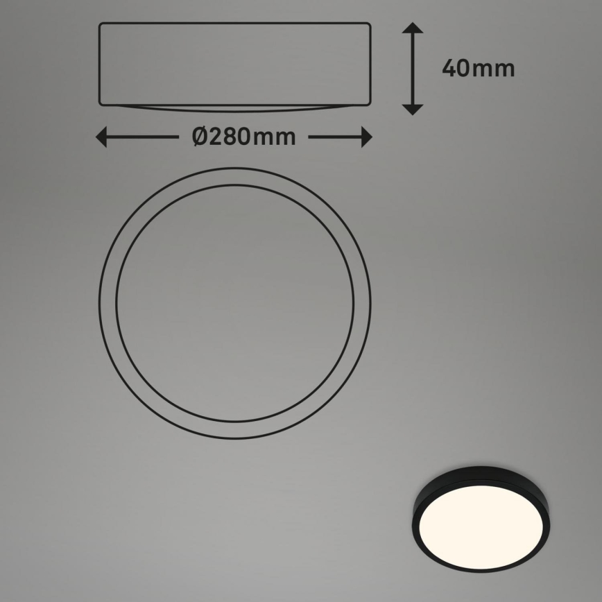 Briloner 3700-015 - Plafoniera LED RUNA LED/16W/230V 3000K diametro 28 cm nero