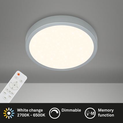 Briloner 3701-014 - Plafoniera LED dimmerabile RUNA LED/18W/230V 2700-6500K argento + telecomando