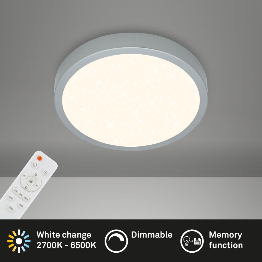Briloner 3701-014 - Plafoniera LED dimmerabile RUNA LED/18W/230V 2700-6500K argento + telecomando