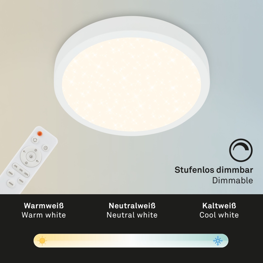 Briloner 3701-016 - Plafoniera LED dimmerabile RUNA LED/18W/230V 2700-6500K bianco + telecomando