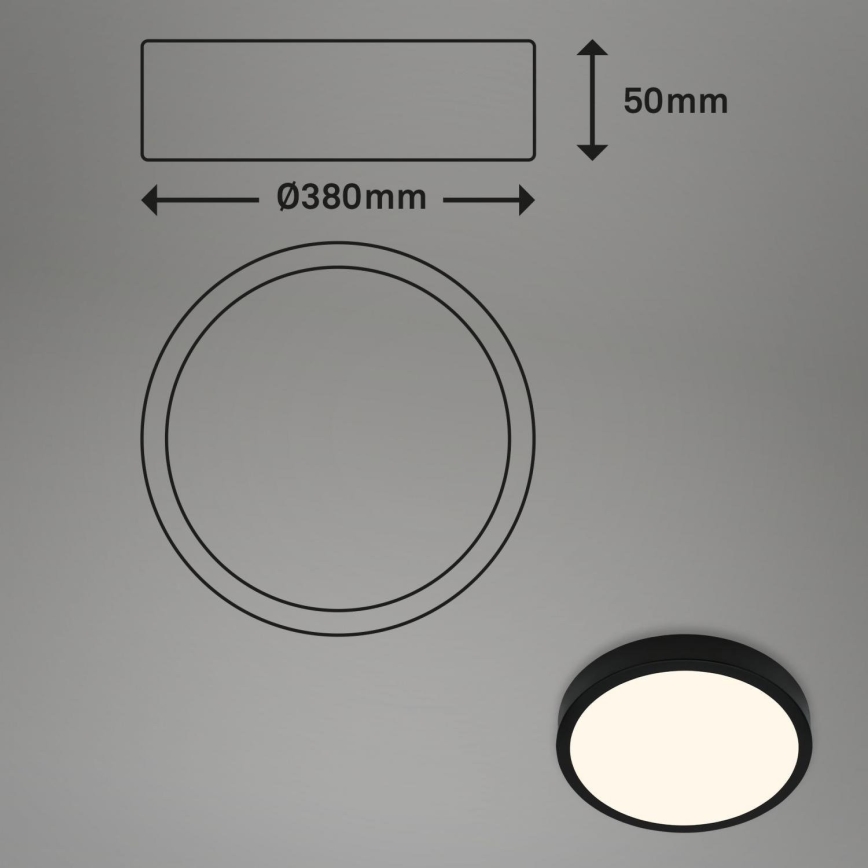Briloner 3703-015 - LED-Deckenleuchte RUNA LED/24W/230V 3000K d 38 cm schwarz