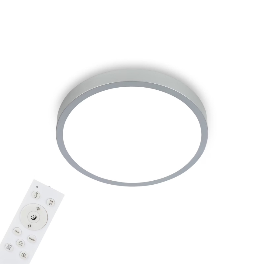 Briloner 3709-014 - Plafonier RGBW à intensité variable LED/22W/230V 4000K d. 38 cm argent + Télécommande