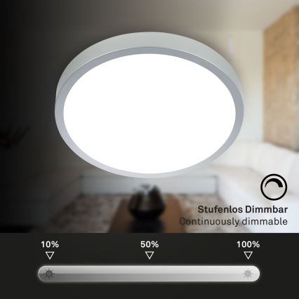 Briloner 3709-014 - Plafonier RGBW à intensité variable LED/22W/230V 4000K d. 38 cm argent + Télécommande