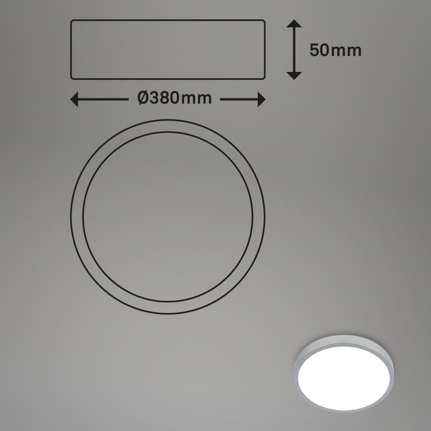 Briloner 3709-014 - Plafonier RGBW à intensité variable LED/22W/230V 4000K d. 38 cm argent + Télécommande