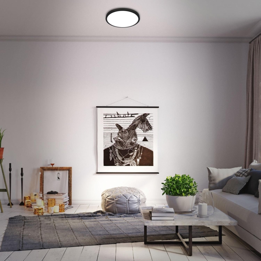 Briloner 3709-015 - Plafonier RGBW à intensité variable LED/22W/230V 4000K d. 38 cm noir + Télécommande
