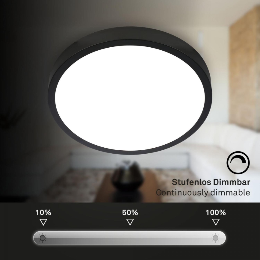 Briloner 3709-015 - Plafoniera dimmerabile RGBW LED/22W/230V 4000K diametro 38 cm nero + telecomando