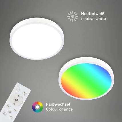 Briloner 3709-016 - Dimmbare LED-RGBW-Deckenleuchte LED/22W/230V 4000K d 38 cm weiß + Fernbedienung