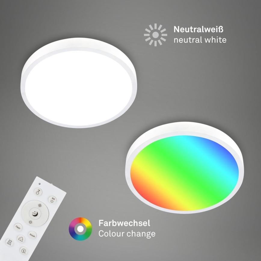 Briloner 3709-016 - Plafoniera dimmerabile RGBW LED/22W/230V 4000K diametro 38 cm bianco + telecomando