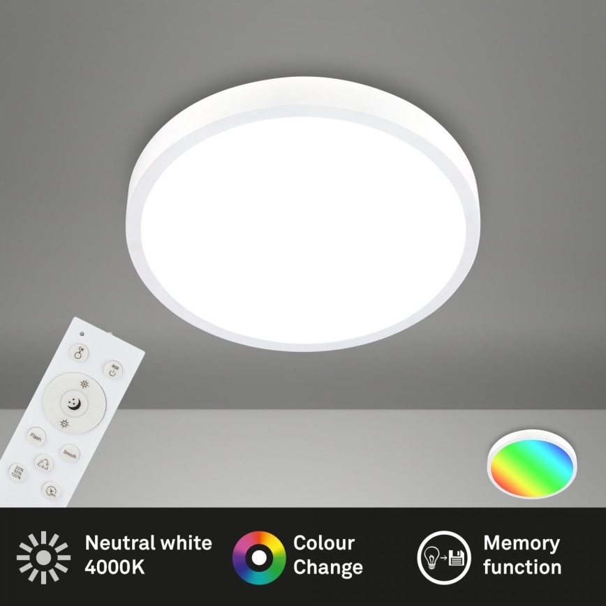 Briloner 3709-016 - Plafoniera dimmerabile RGBW LED/22W/230V 4000K diametro 38 cm bianco + telecomando