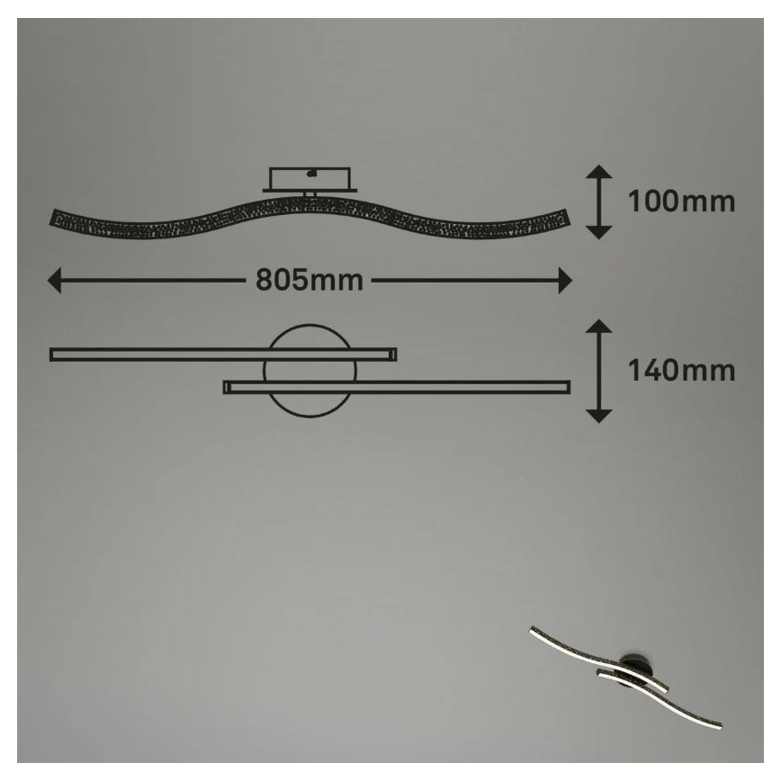 Briloner 3718-025 - Plafonnier LED REY 2xLED/6W/230V noir