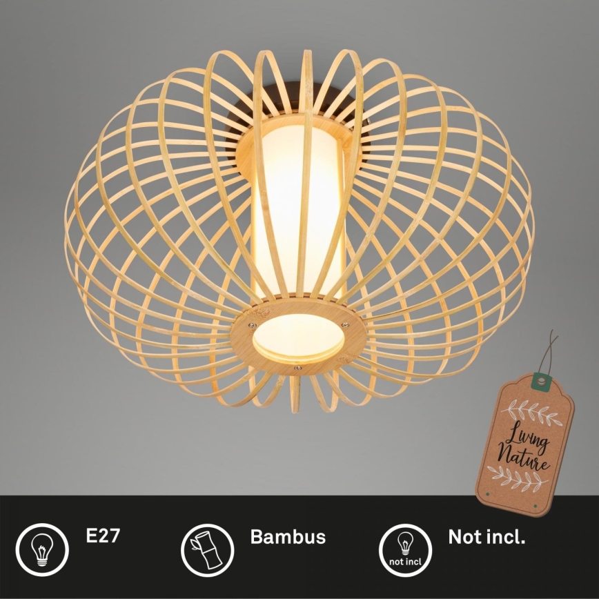 Briloner 3759011 - Plafonnier 1xE27/10W/230V d. 40 cm bambou