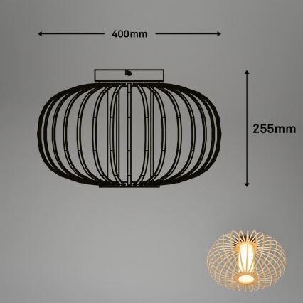 Briloner 3759011 - Plafonnier 1xE27/10W/230V d. 40 cm bambou