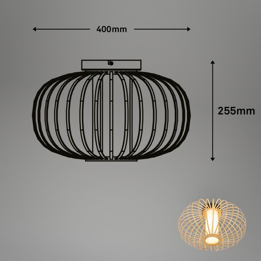 Briloner 3759011 - Plafonnier 1xE27/10W/230V d. 40 cm bambou