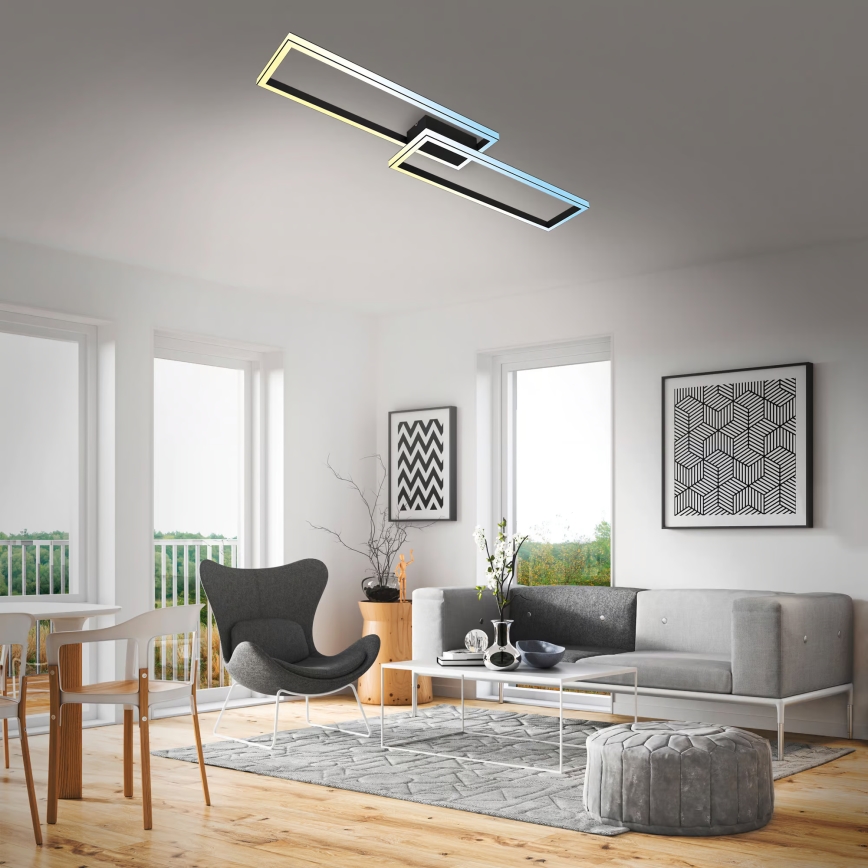 Briloner 3761015 - Dimmbare LED-Deckenleuchte LED/45W/230V 2700-6500K schwarz + Fernbedienung