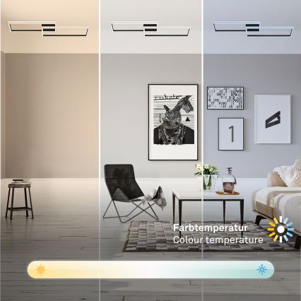 Briloner 3761015 - Dimmbare LED-Deckenleuchte LED/45W/230V 2700-6500K schwarz + Fernbedienung