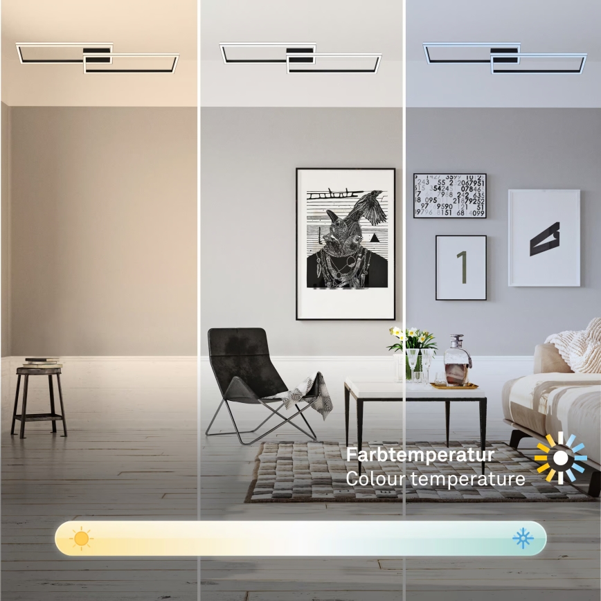 Briloner 3761015 - Dimmbare LED-Deckenleuchte LED/45W/230V 2700-6500K schwarz + Fernbedienung