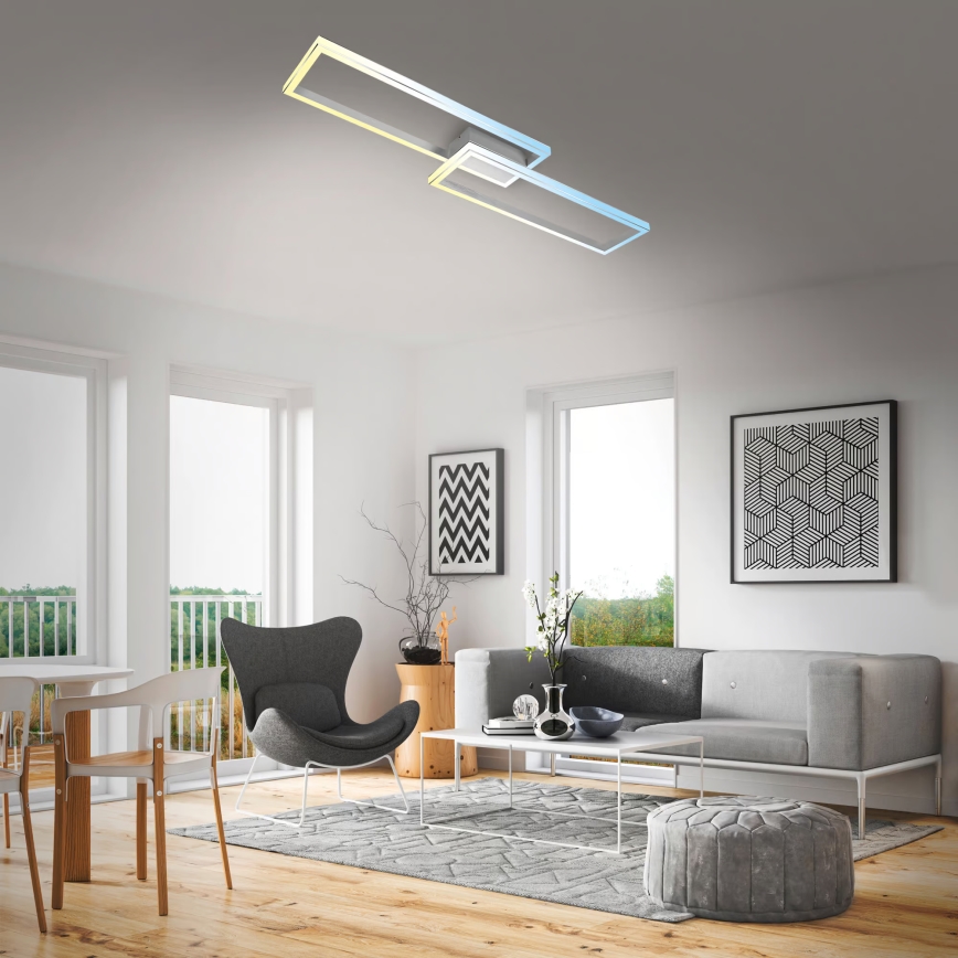 Briloner 3761019 - Plafonnier LED dimmable 45W/230V 2700–6500K, chrome mat avec télécommande