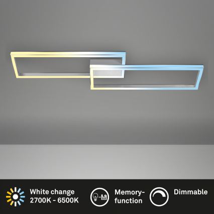 Briloner 3761019 - Plafonnier LED dimmable 45W/230V 2700–6500K, chrome mat avec télécommande