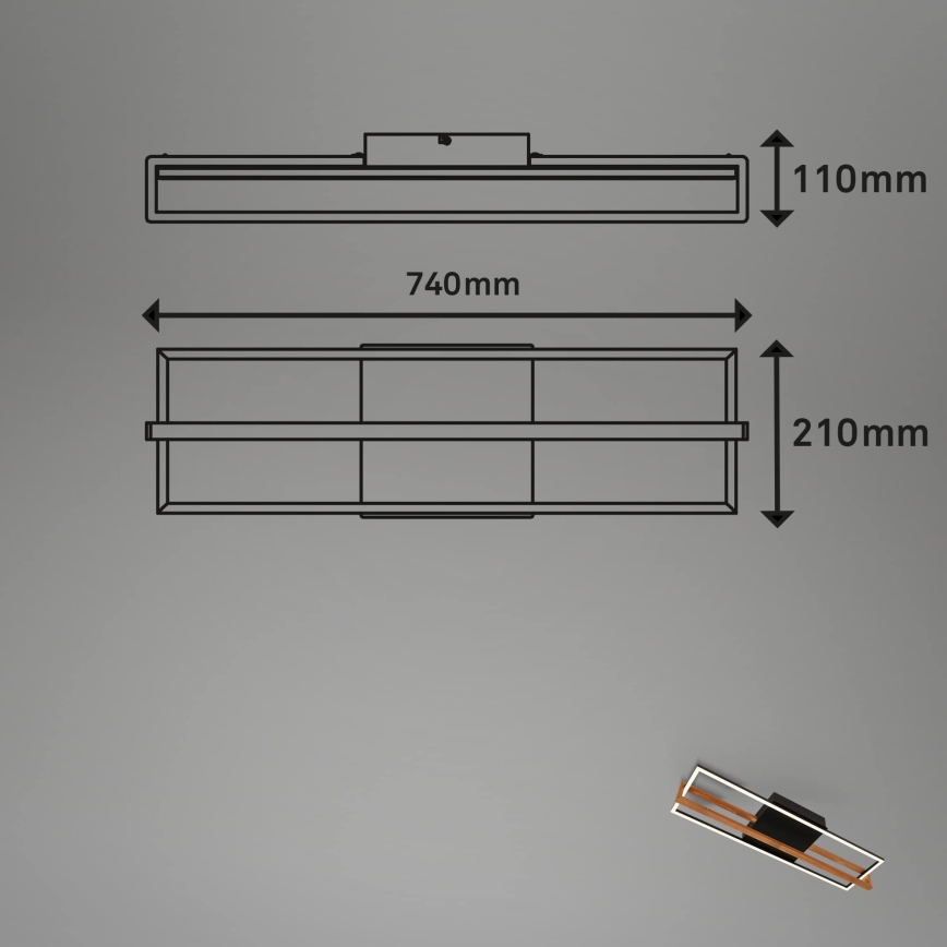 Briloner 3777-015 - LED-Deckenleuchte FRAME LED/21W/230V 3000K schwarz