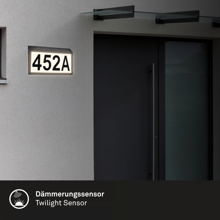 Briloner 3797015 - Numéro de maison solaire à LED 0,5W/1,2V 1200 mAh IP44