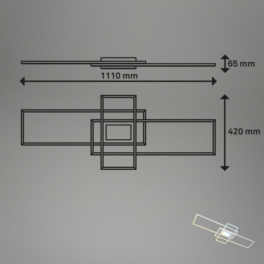 Briloner 3812019 - Plafoniera da soffitto LED dimmerabile RAM LED/56W/230V Wi-Fi Tuya 111x42 cm + telecomando
