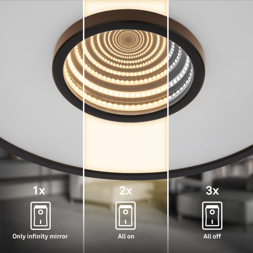 Briloner 3847015 - Plafoniera LED TORO LED/18W/230V Ø 42 cm nera