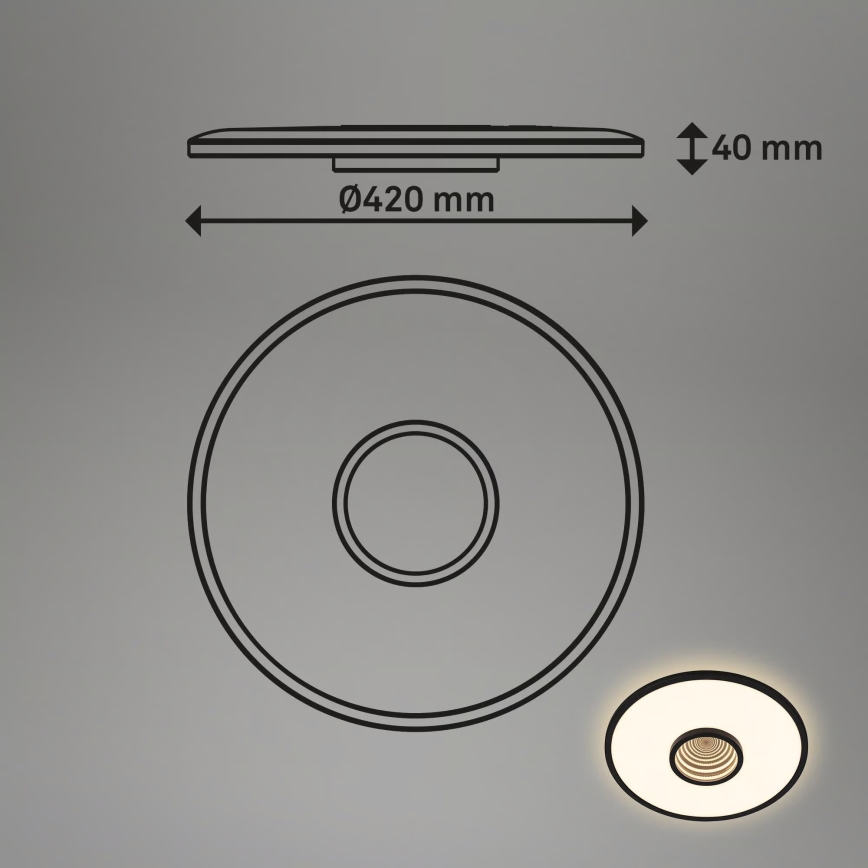Briloner 3847015 - Plafoniera LED TORO LED/18W/230V Ø 42 cm nera