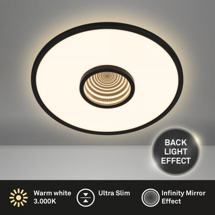 Briloner 3847015 - Plafonnier LED TORO 18 W / 230 V, Ø 42 cm, noir