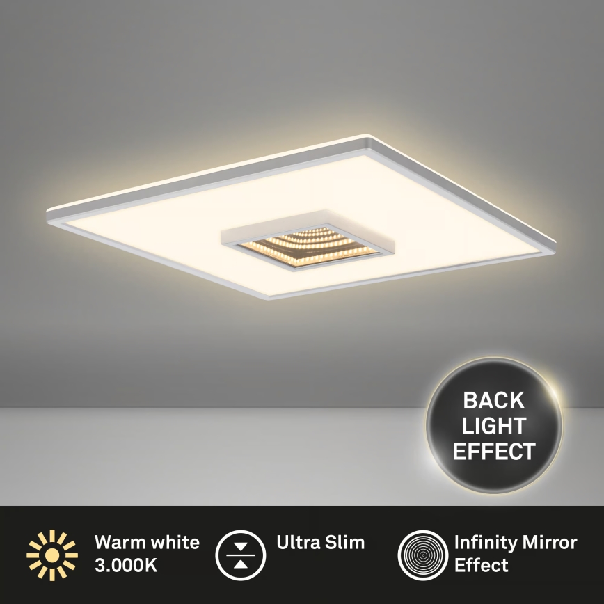Briloner 3848014 - LED-Deckenleuchte TORO LED/18W/230V 42x42 cm matt-chrom