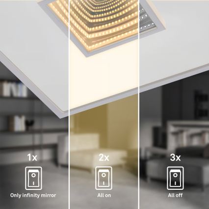 Briloner 3848014 - Plafoniera LED TORO LED/18W/230V 42x42 cm cromo satinato