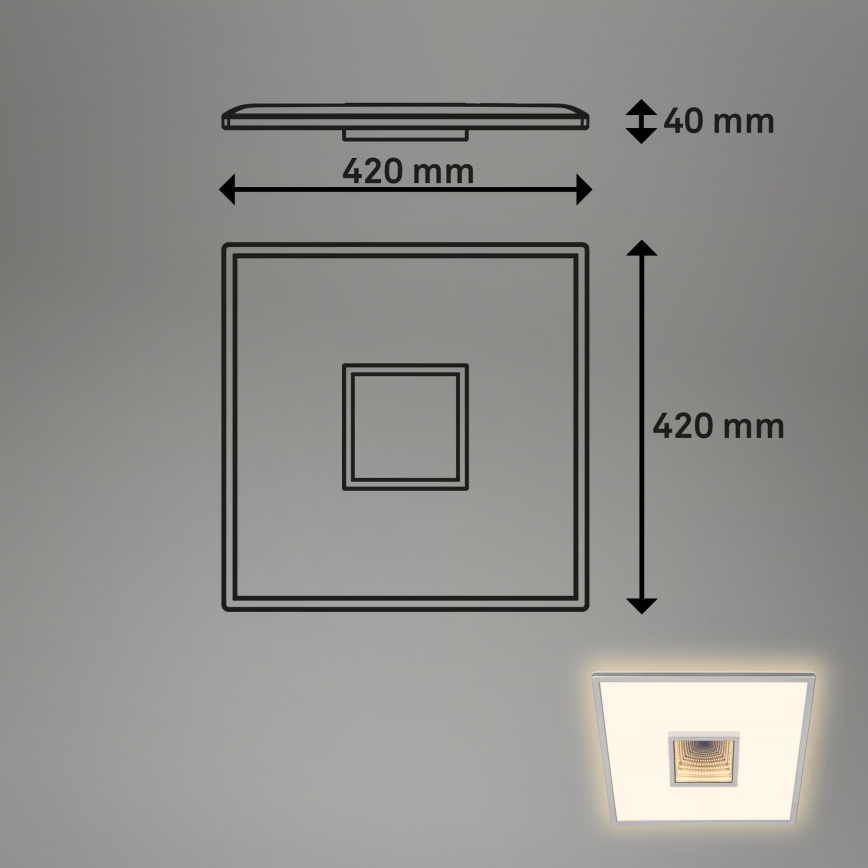 Briloner 3848014 - Plafoniera LED TORO LED/18W/230V 42x42 cm cromo satinato