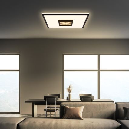 Briloner 3848015 - Plafonnier LED TORO, 18 W/230 V, 42 x 42 cm, noir