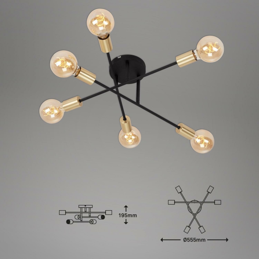 Briloner 3868-065 - Plafonnier BLACK STEEL 6xE27/60W/230V