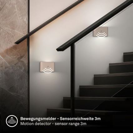 Briloner 3878011 - Wiederaufladbare LED-Wandleuchte CHAT mit Bewegungs- und Dämmerungssensor LED/3W/5V 2000 mAh beige