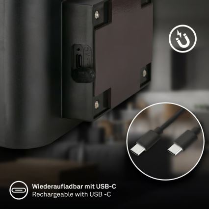 Briloner 3878015 - Wiederaufladbare LED-Wandleuchte mit Bewegungs- und Dämmerungssensor CHAT LED/3W/5V 2000 mAh schwarz