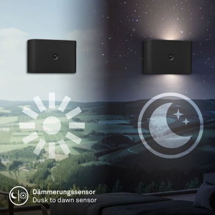 Briloner 3878015 - Wiederaufladbare LED-Wandleuchte mit Bewegungs- und Dämmerungssensor CHAT LED/3W/5V 2000 mAh schwarz