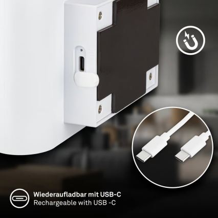 Briloner 3878016 - Lampada da parete ricaricabile a LED con sensore di movimento e di crepuscolo CHAT LED/3W/5V 2000 mAh bianco