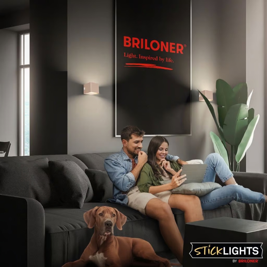 Briloner 3879011 - Applique da parete ricaricabile LED BORRA con sensore di movimento e crepuscolare LED/1,5W/5V 3600 mAh beige
