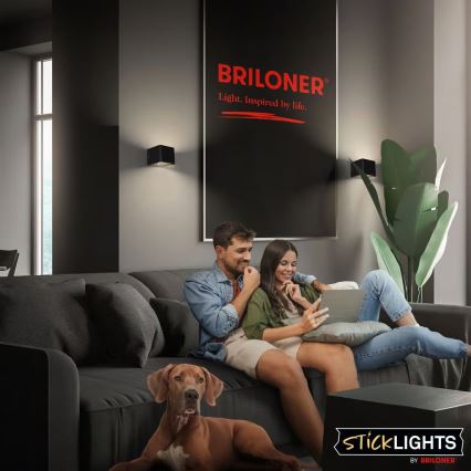 Briloner 3879015 - Applique murale LED rechargeable avec capteur de mouvement et capteur crépusculaire BORRA LED/1,5W/5V 3600 mAh noir