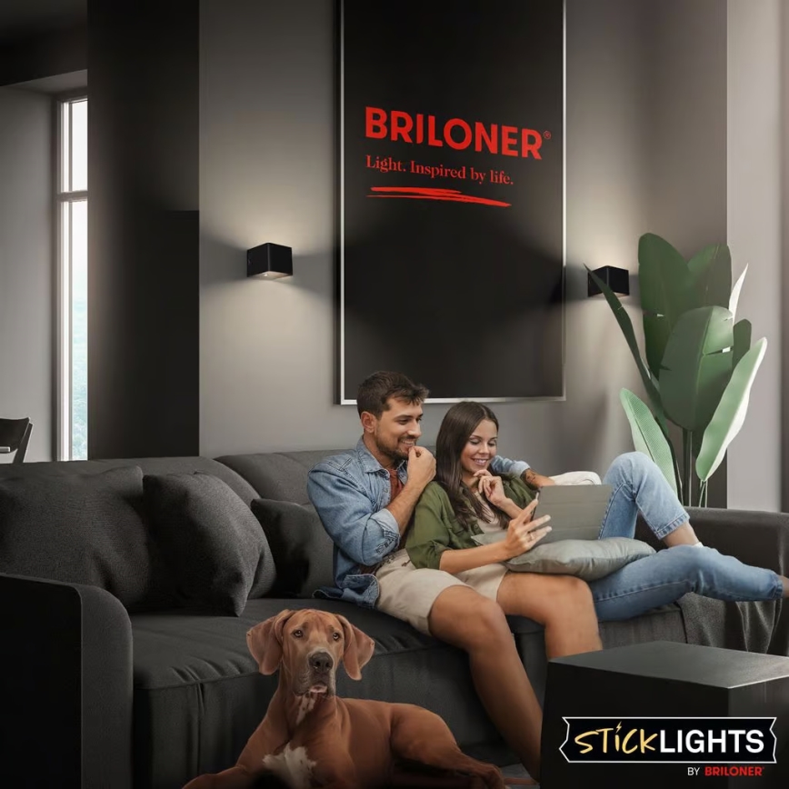Briloner 3879015 - Applique murale LED rechargeable avec capteur de mouvement et capteur crépusculaire BORRA LED/1,5W/5V 3600 mAh noir