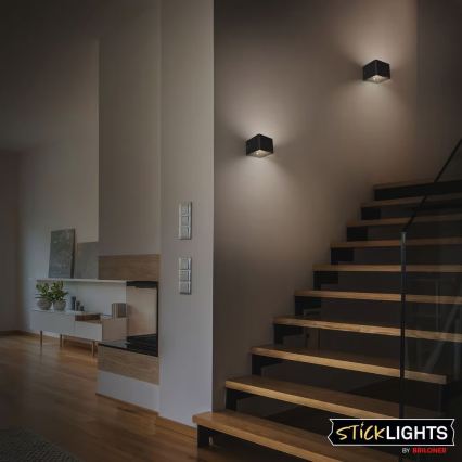 Briloner 3879015 - Applique a LED ricaricabile con sensore di movimento e di crepuscolo BORRA LED/1,5W/5V 3600 mAh nera