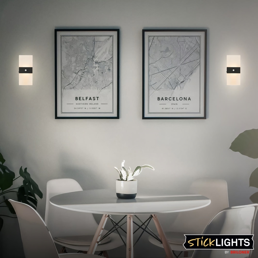 Briloner 3888015 - LED-Akku-Wandleuchte AURA mit Bewegungs- und Dämmerungssensor, LED/2,5W/5V, 1800 mAh, schwarz
