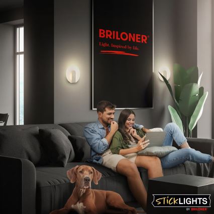 Briloner 3889012 - Luminaire mural LED rechargeable avec capteur de mouvement et capteur crépusculaire TARO LED/2,5W/5V 1800 mAh chrome mat