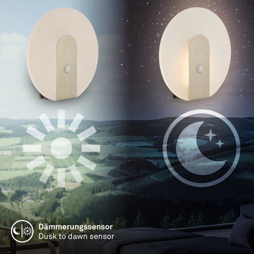Briloner 3889012 - LED wiederaufladbare Wandleuchte mit Bewegungs- und Dämmerungssensor TARO LED/2,5W/5V 1800 mAh mattchrom