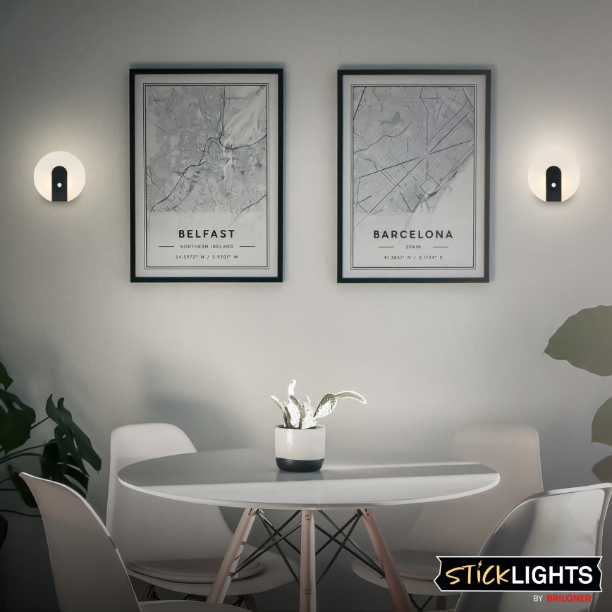 Briloner 3889015 - Applique murale LED rechargeable TARO avec détecteur de mouvement et capteur crépusculaire, LED 2,5 W / 5 V, 1800 mAh, noire