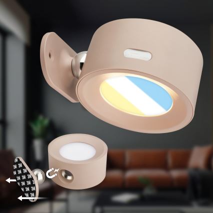 Briloner 3896011 - Lampada da parete ricaricabile dimmerabile a LED TARI LED/1,6W/5V 1500 mAh beige