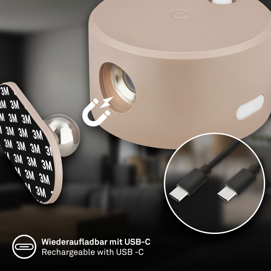 Briloner 3896011 - Lampada da parete ricaricabile dimmerabile a LED TARI LED/1,6W/5V 1500 mAh beige