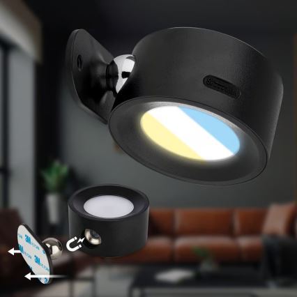 Briloner 3896015 - LED-dimmbare, wiederaufladbare Wandleuchte TARI LED/1,6W/5V 1500 mAh schwarz